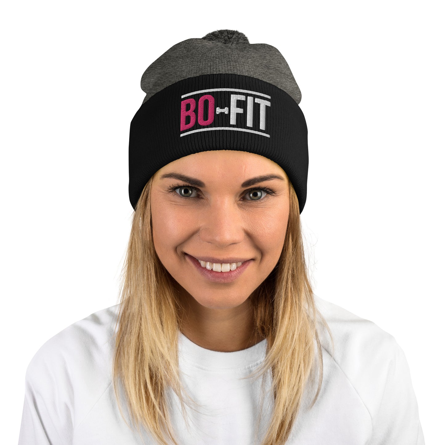 Pink Bo-Fit Pom-Pom Beanie