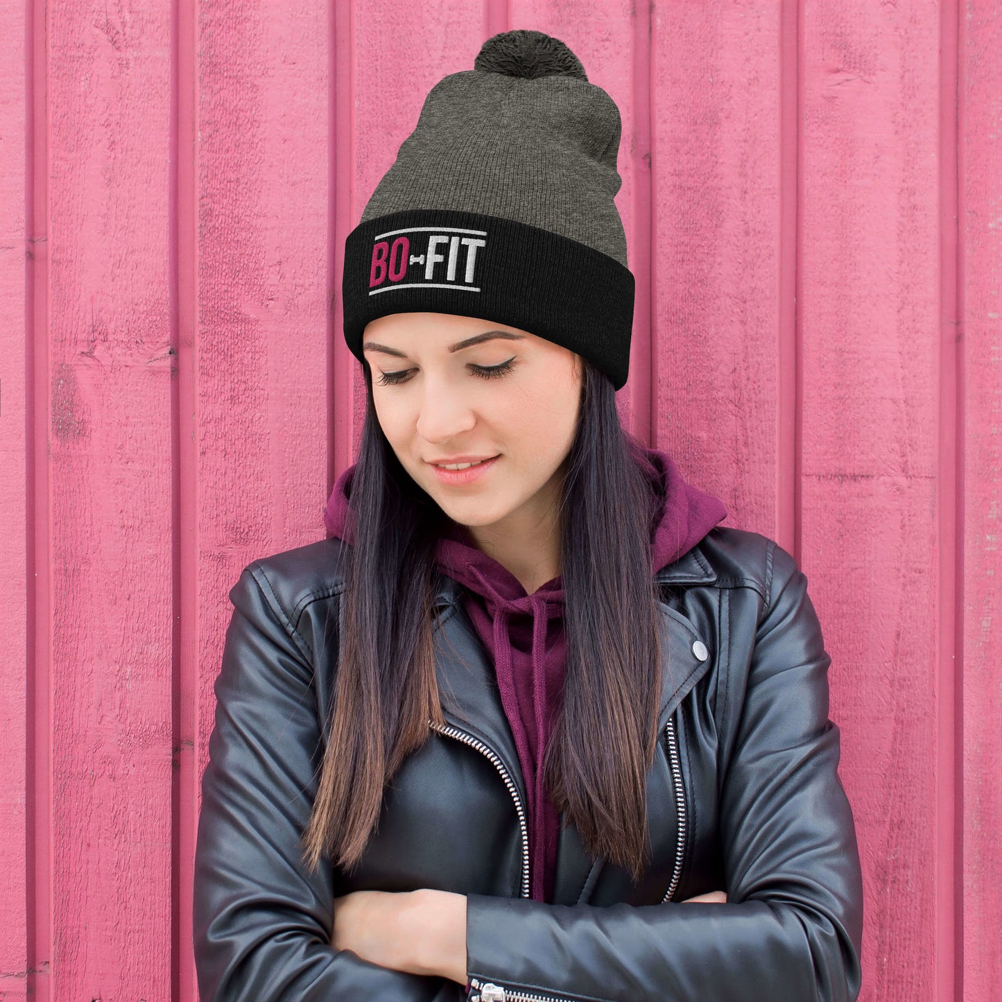 Pink Bo-Fit Pom-Pom Beanie