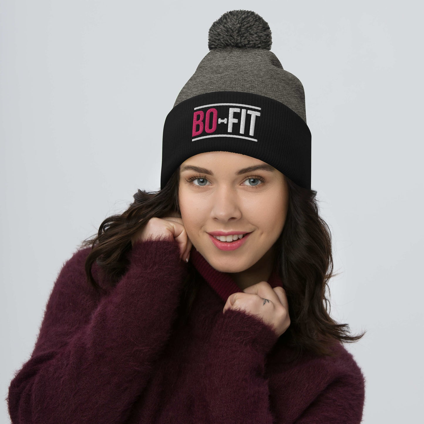 Pink Bo-Fit Pom-Pom Beanie