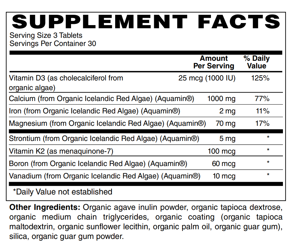 Bone Density Support - Whole Food Organic Plant Calcium